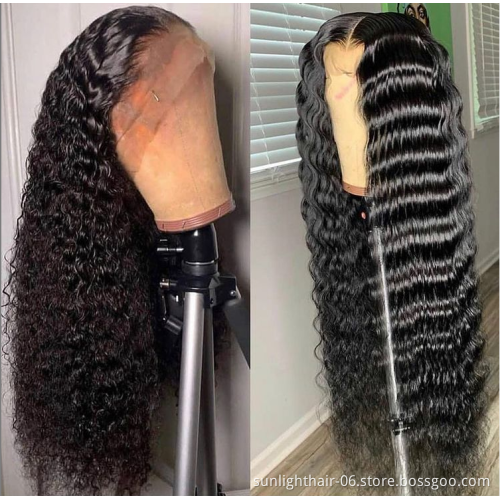 Natural Brazilian Remy Lace front Wig 150 Density deep wave  13x4 Lace Front Human Hair Wigs Pre Plucked for black women